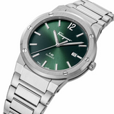 Ferragamo Men’s Swiss Made Quartz Silver Stainless Steel Green Dial 41mm Watch SFDT02123